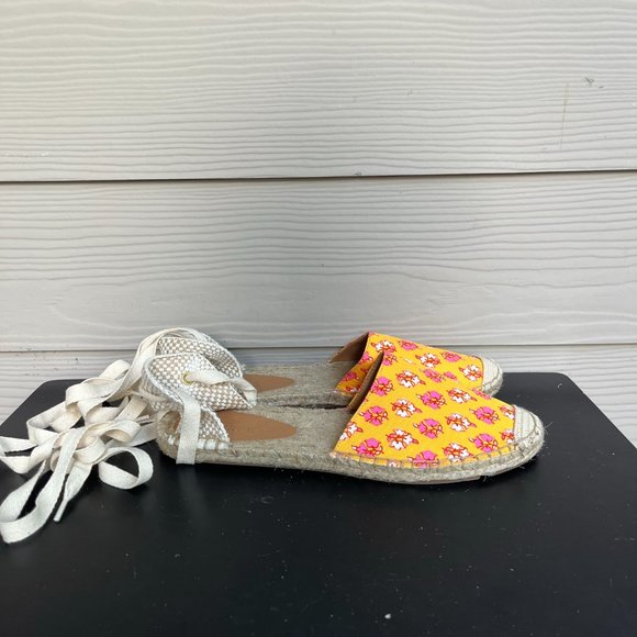 J. Crew Women's Printed Canvas Anke-Wrap Espadrilles Sz. 9 Style BH001 - Picture 5 of 13